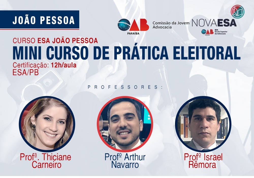 OAB-PB realizará Mini Curso de Prática Eleitoral; participe