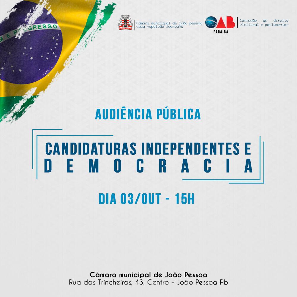 OAB-PB participa de audiência pública para debater candidaturas independentes nas eleições