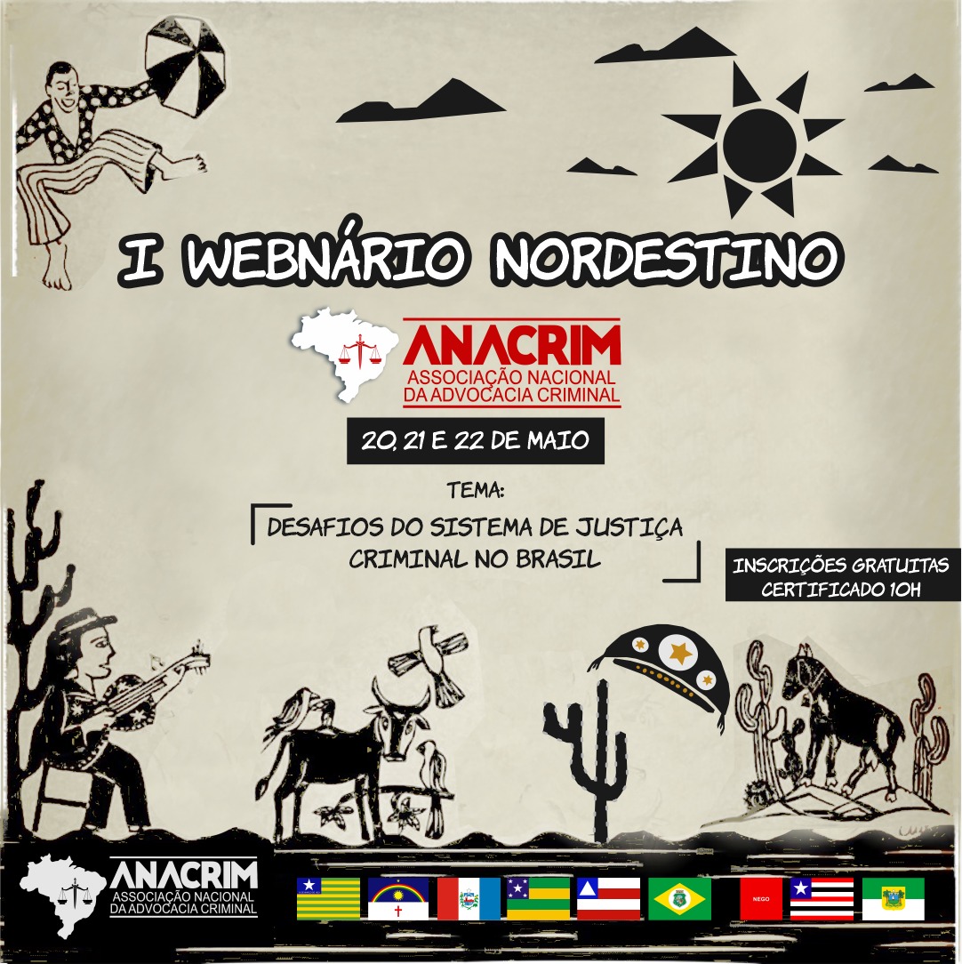 OAB-PB apoia I Webnário Nordestino da ANACRIM que ocorrerá nos dias 20, 21 e 22 de maio